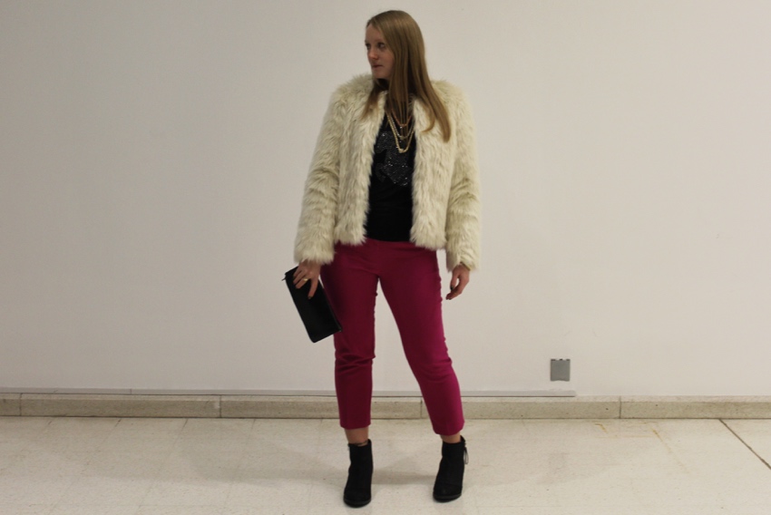 Faux fur pink cropped trousers W=850 H=568 Faux-fur-pink-cropped-trousers-ootd