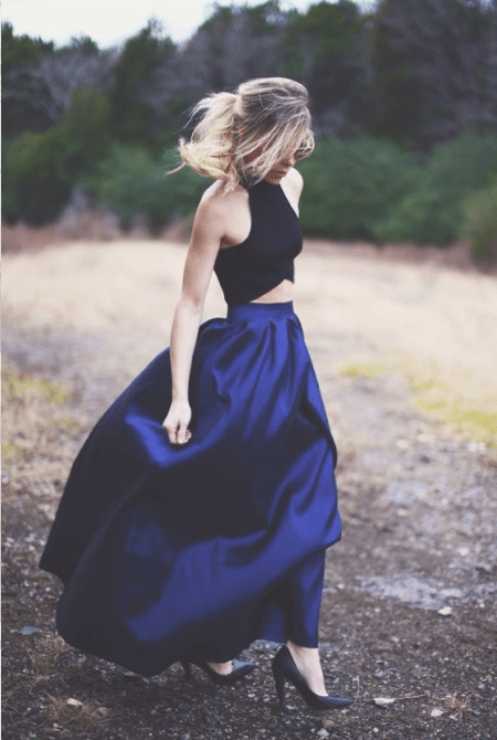 Pinterest blue full skirt street style W=450 H=670 Pinterest-full-skirt-street-style-blue