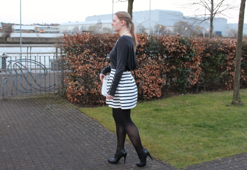 Stripe full mini skirt ankle boots street style W=859 H=584 Stripe-full-mini-skirt-ankle-boots-street-style-Glasgow