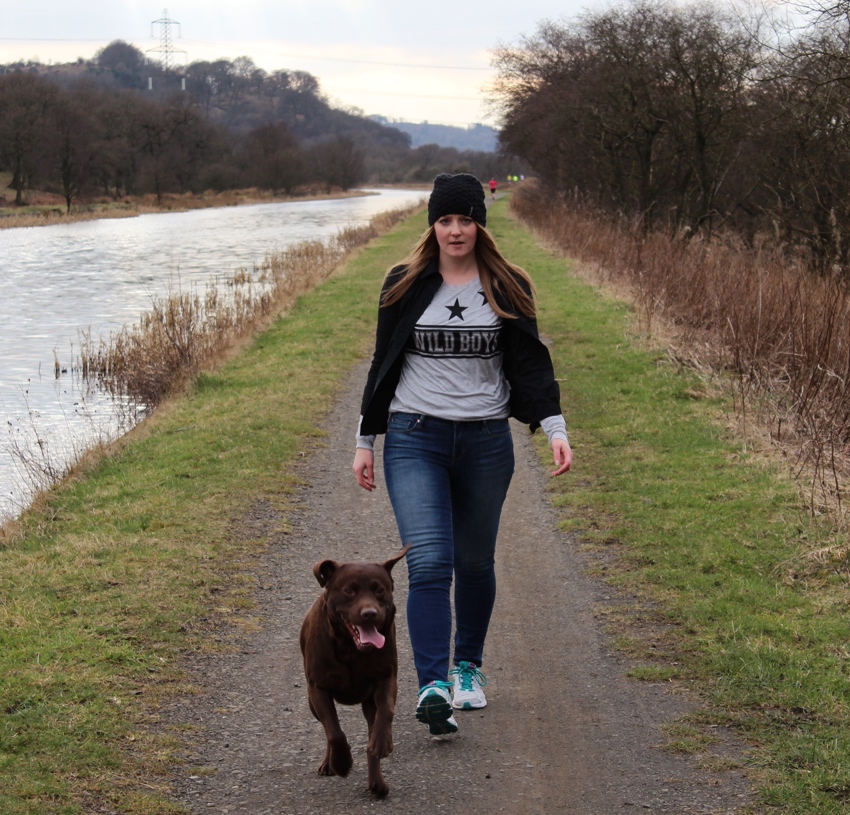 Wild-boys-tee-skinny-jeans-dog-walk