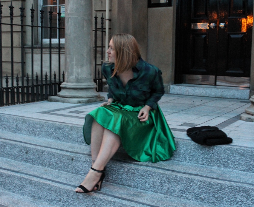 Green outfit DIY full skirt tartan shirt W=850 H=694 Green-outfit-DIY-full-skirt-tartan-shirt