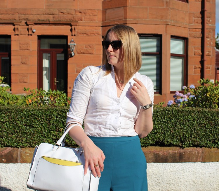 Blue culottes workwear street style Glasgow W=750 H=652 Blue-culottes-work-wear-street-style-Glasgow