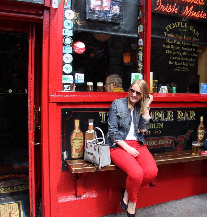 Dublin day trip street style red cigarette pants W=700 H=731 Dublin-day-trip-street-style-red-cigarette-pants